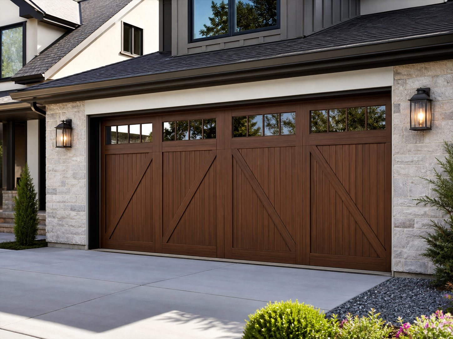 Overlay style garage door