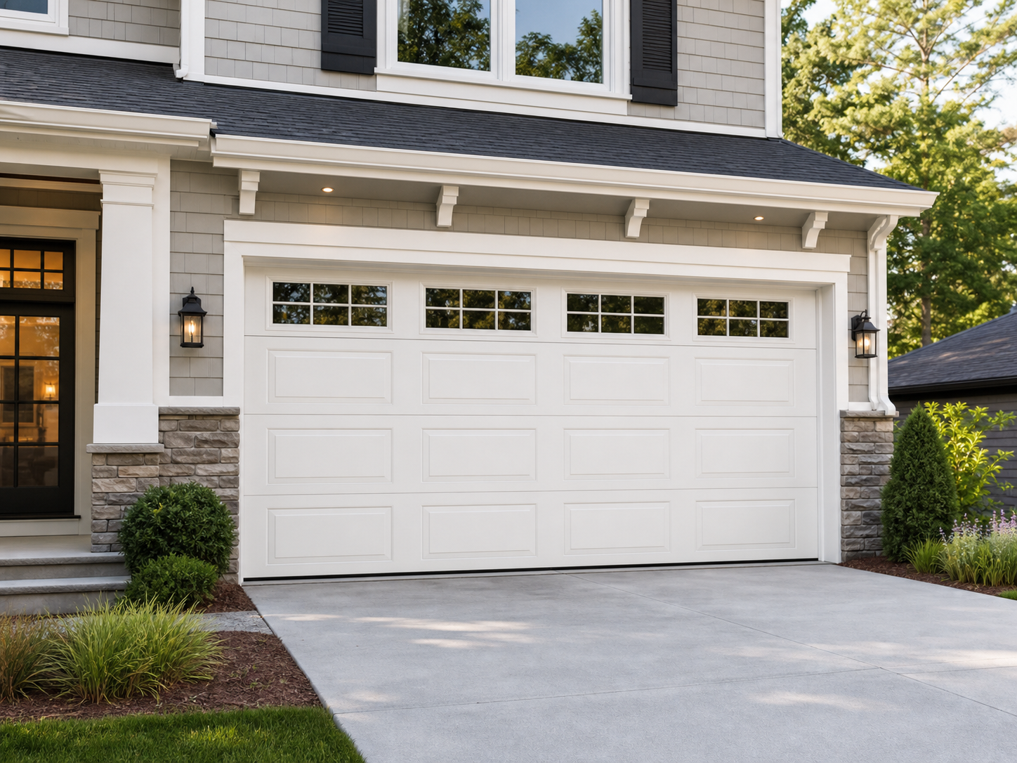 Steel panel garage door